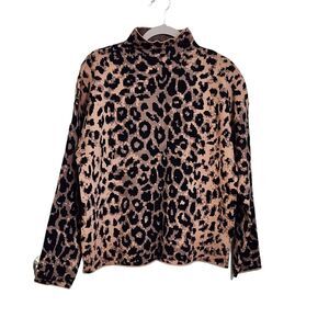 Nicole Miller tan & black Leopard print sweater Sz XL